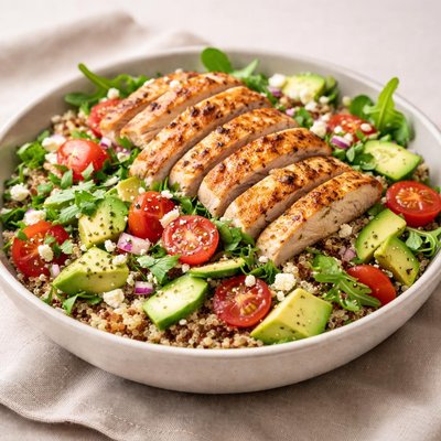 Quinoa chicken avo salad