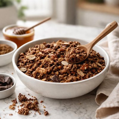 Quinoa cocoa granola
