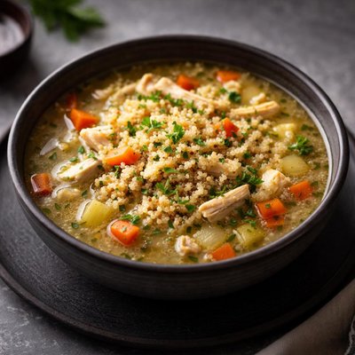 Quinoa in chicken broth