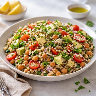 Quinoa lentil chickpea salad