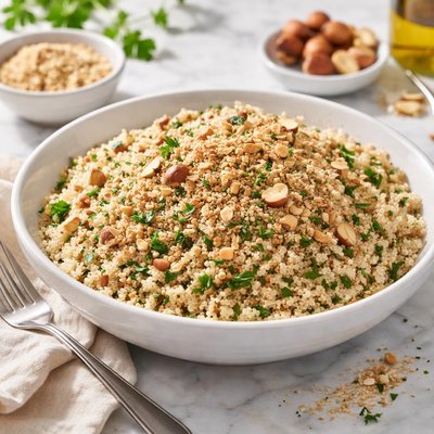 Quinoa with hazelnut powder