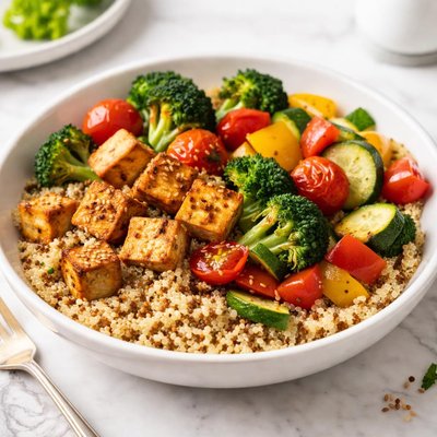 Quinoa with vegetables and tofu
