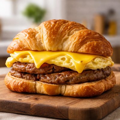 Racetrac double sausage egg cheese croisant
