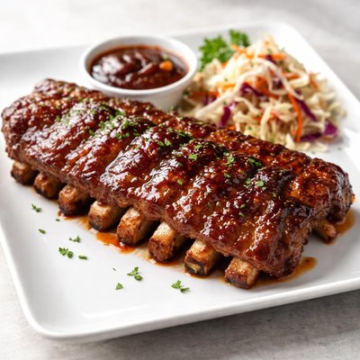 Rack of ribs with barbecue sauce