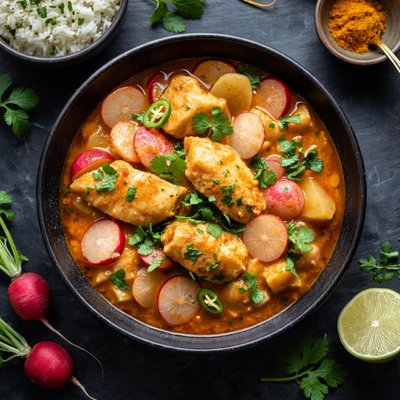 Raddish and fish curry