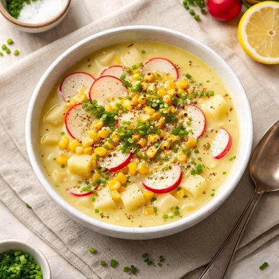 Radish corn soup