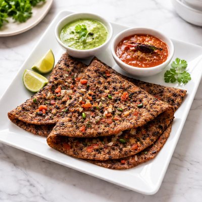 Ragi dosa with tomato and onion