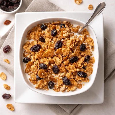 Raisen bran crunch cereal bowl