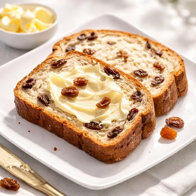 Raisin bread with butter