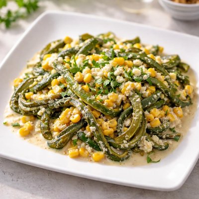 Rajas with cream and corn