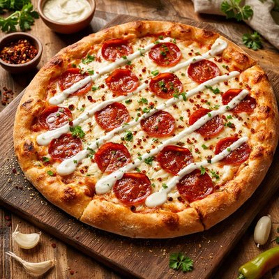 Ranch pepperoni pizza