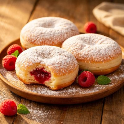 Rasberry powdered donut