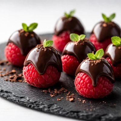 Raspberries in chocolate