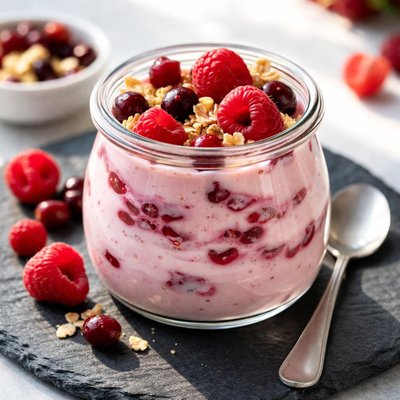 Raspberry and cranberry yoghurt