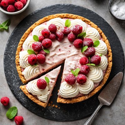 Raspberry cream pie