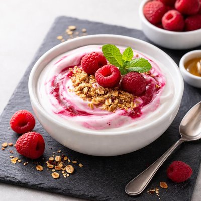 Raspberry greek yogurt