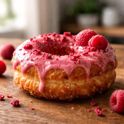 Raspberry old fashioned donut