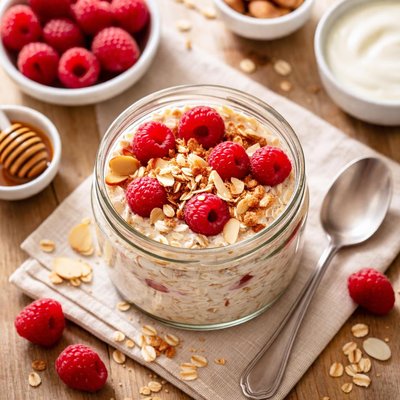 Raspberry overnight oats