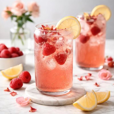 Raspberry rose prebiotic soda
