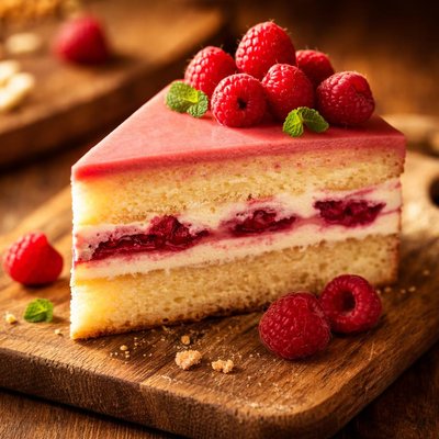 Raspberry slice of cake