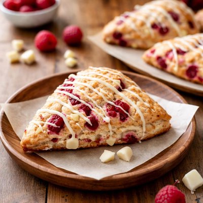 Raspberry white chocolate scone