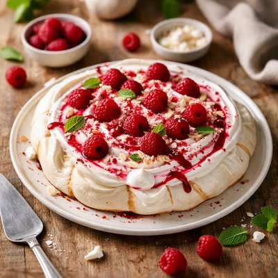 Raspberry yogurt meringue cloud