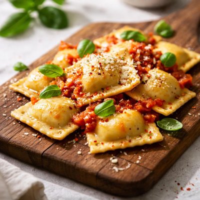 Ravioli formagio e pomodoro