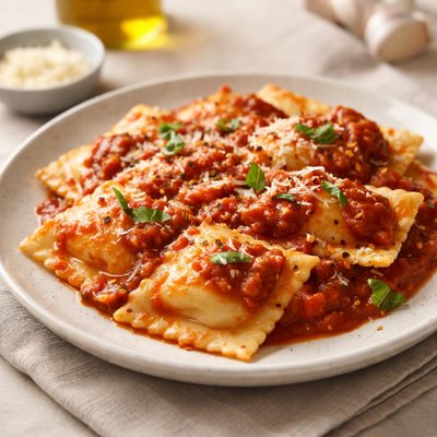 Ravioli with marinara sauce