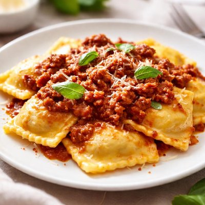Ravioli with meat sauce
