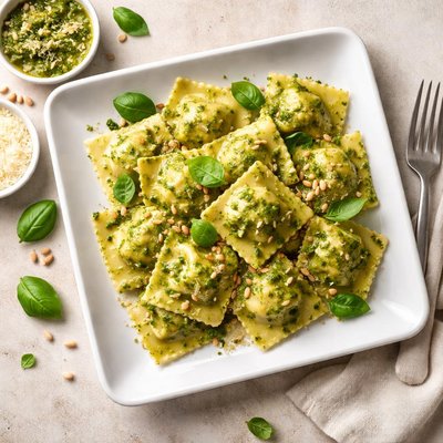 Ravioli with pesto sauce