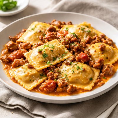 Ravioli with sausage