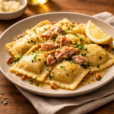 Ravioli with trout