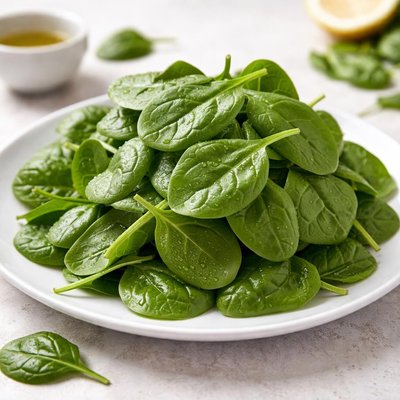 Raw baby spinach