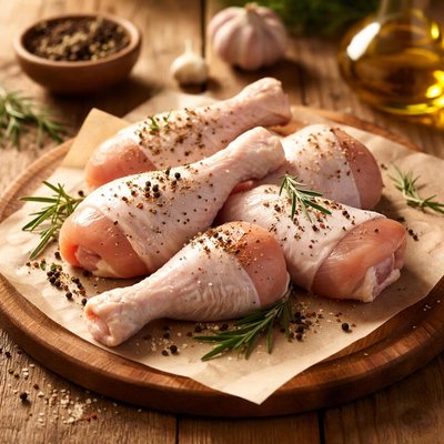 Raw chicken drumsticks