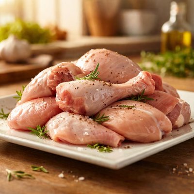 Raw chicken pieces