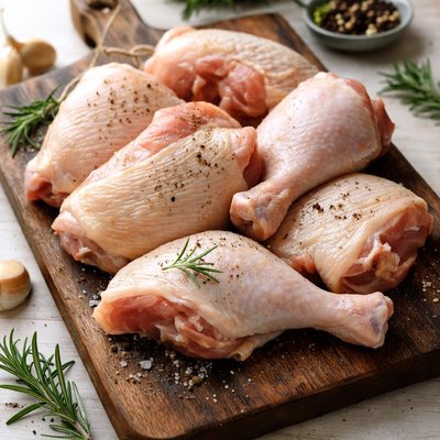 Raw chicken with skin and bones