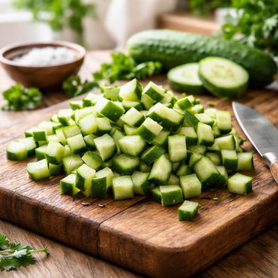 Raw chopped cucumber