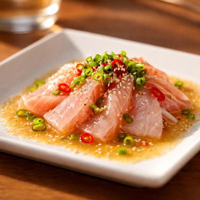 Raw fish with vinegar sauce and sugar