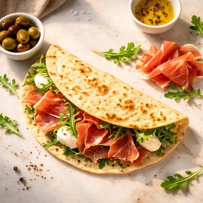 Raw ham piadina