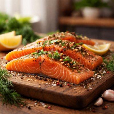 Raw marinated salmon