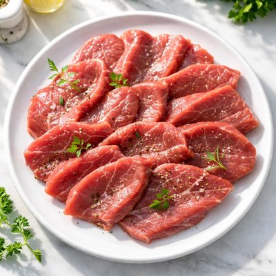 Raw meat slices