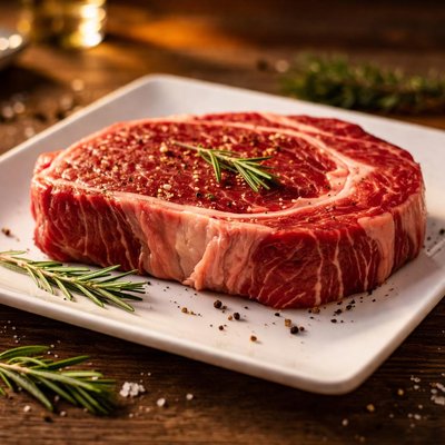 Raw ribeye steak