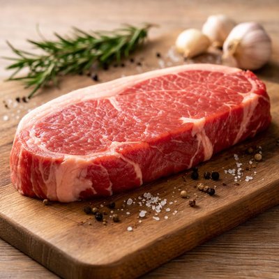 Raw sirloin steak