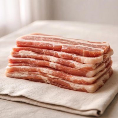 Raw streaky bacon