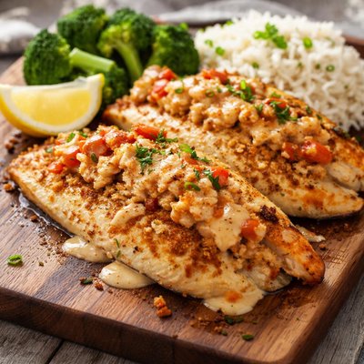 Razzoo stuffed tilapia