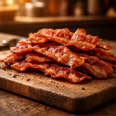 Ready cooked bacon