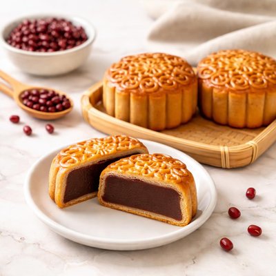 Red bean moon cake