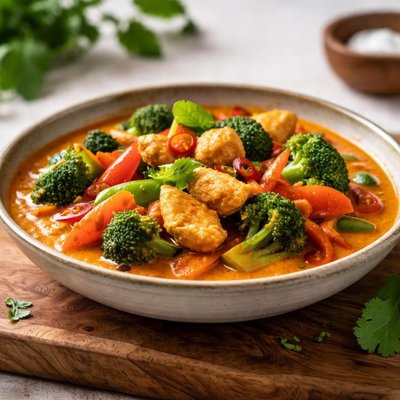 Red curry mix with vegetables and chicken