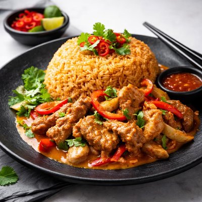 Red curry rice with pork