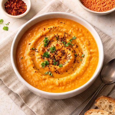 Red lentil and carrot soup